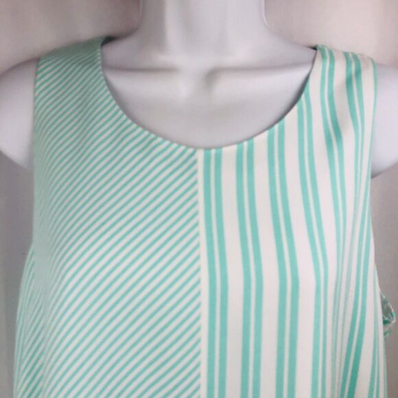 Crown & Ivy Womens Medium Split Back Layered Tank Green White Striped M Top - Picture 5 of 11